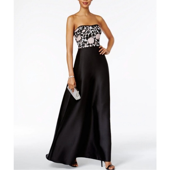 ADRIANNA PAPELL SEMI SWEETHEART ZIPPER BACK EMBELLISHED BODICE JACQUARD SZ 6 - Picture 7 of 12